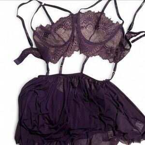 Elegant Purple Lace Lingerie Set